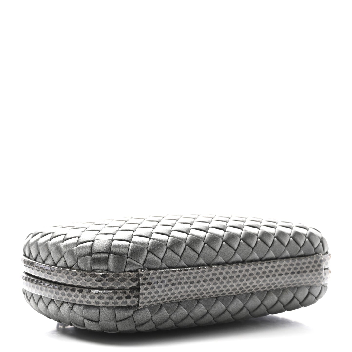 Silk Faille Intrecciato Raffia Knot Clutch Argento