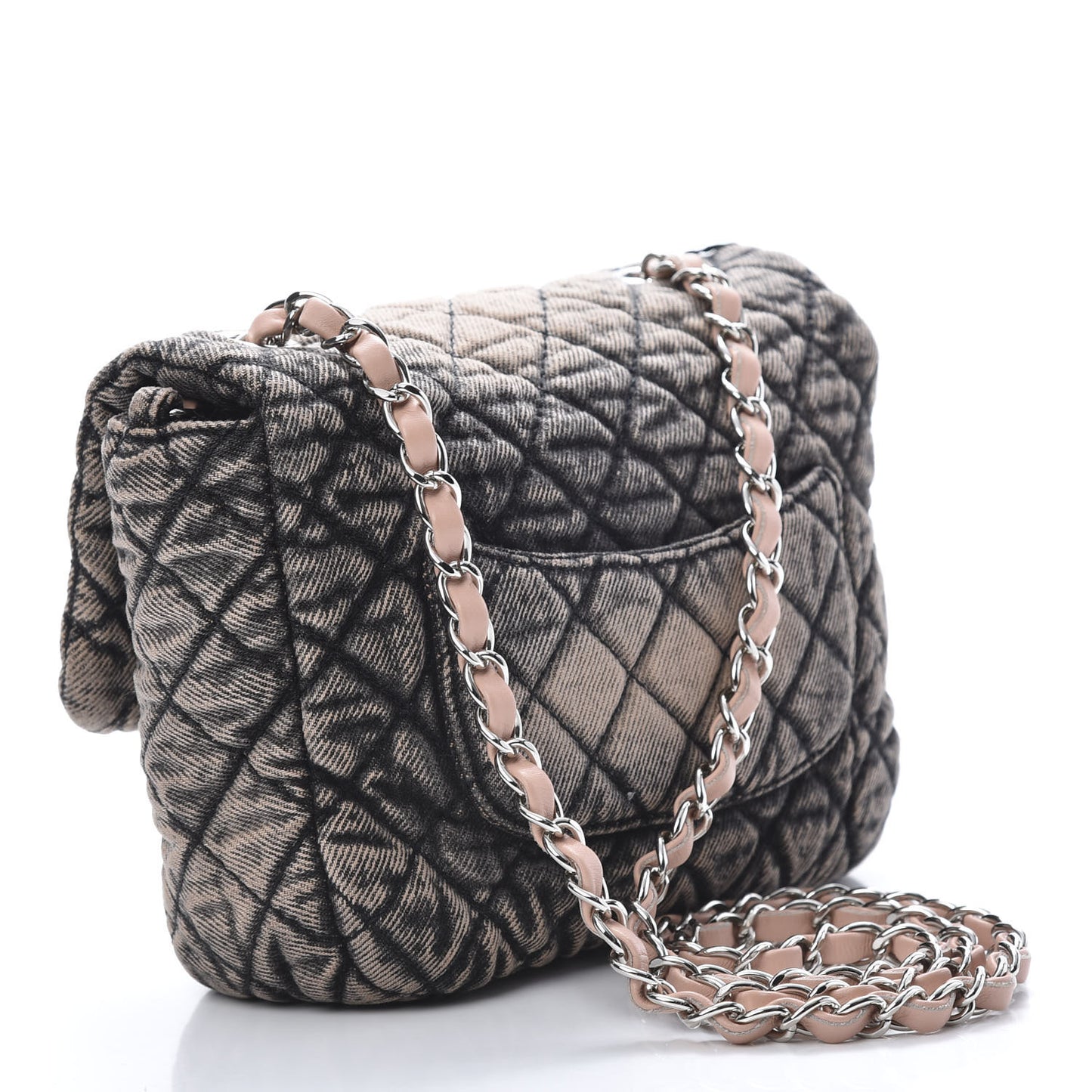 Washed Denim Quilted Small Denimpression Flap Rose Clair