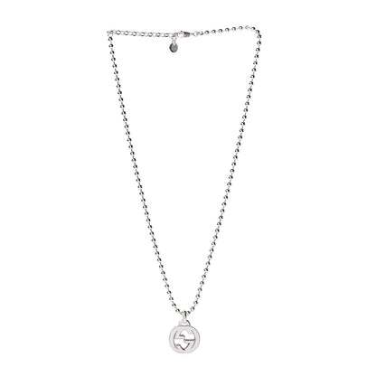 Gucci Sterling Silver Interlocking GG Pendant Beaded Necklace 3 of 8
