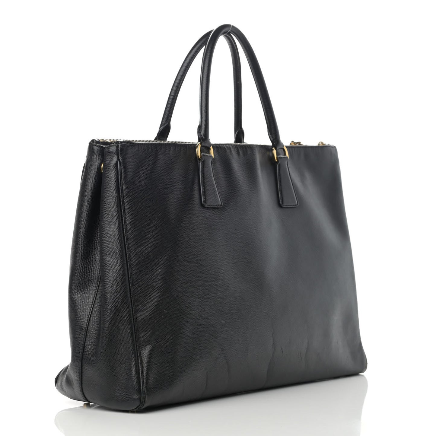 Saffiano Large Galleria Double Zip Tote Black