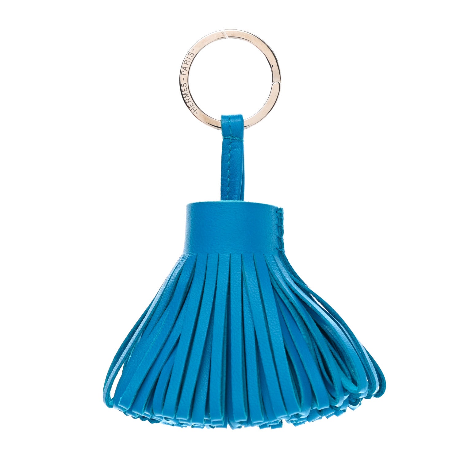 Hermes Lambskin Carmen Tassel Key Holder Bleu Zanzibar 1 of 5