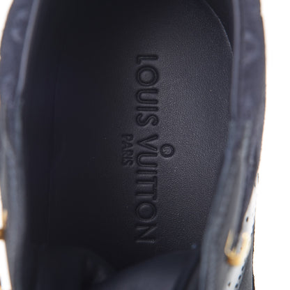 Louis Vuitton Calfskin Patent Suede Monogram Cliff Top Wedge Sneakers 39 Navy 7 of 8