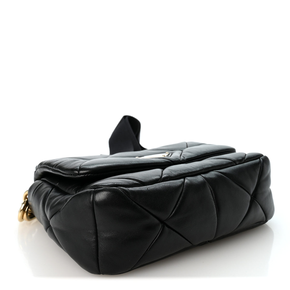 Prada Nappa Re-Nylon Triangle Quilted Patchwork System Flap Shoulder Bag Black 4 of 10