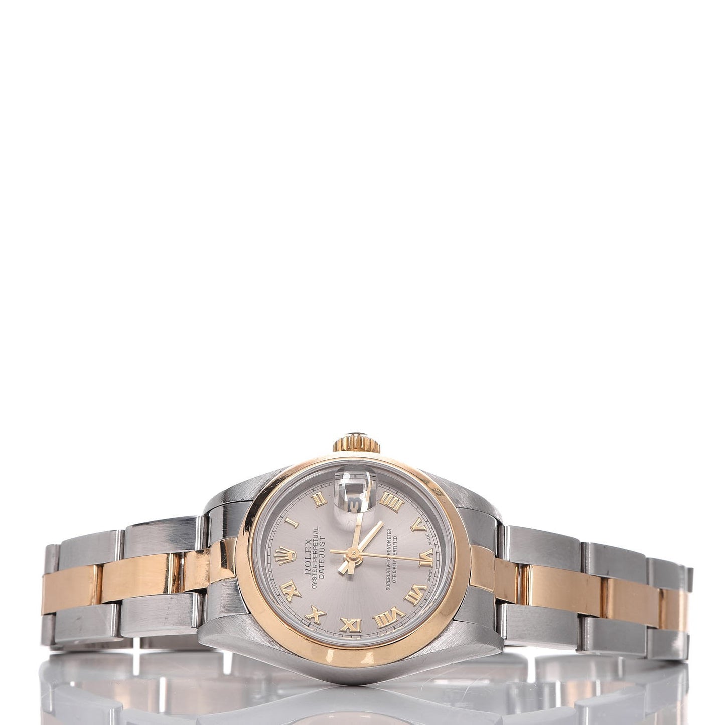 Stainless Steel 18K Yellow Gold 26mm Oyster Perpetual DateJust Watch Slate Roman 69163