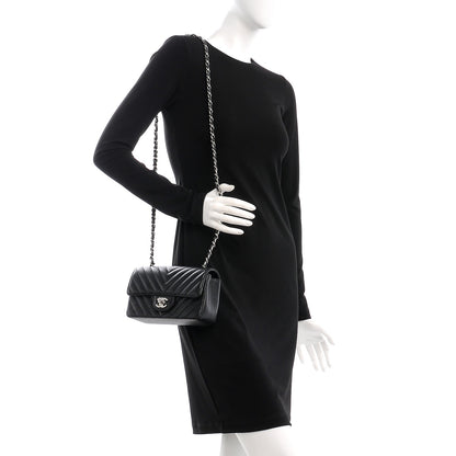 Chanel Caviar Chevron Quilted Mini Rectangular Flap Black 2 of 8