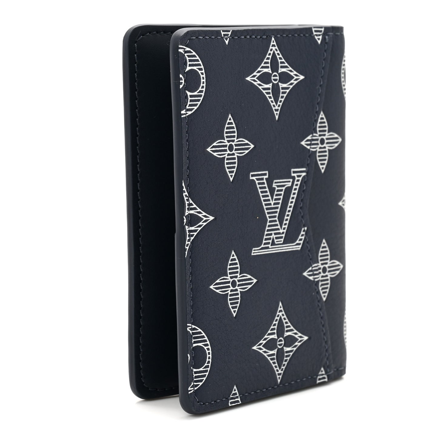 Calfskin Monogram Shadow Pocket Organizer Navy Blue White