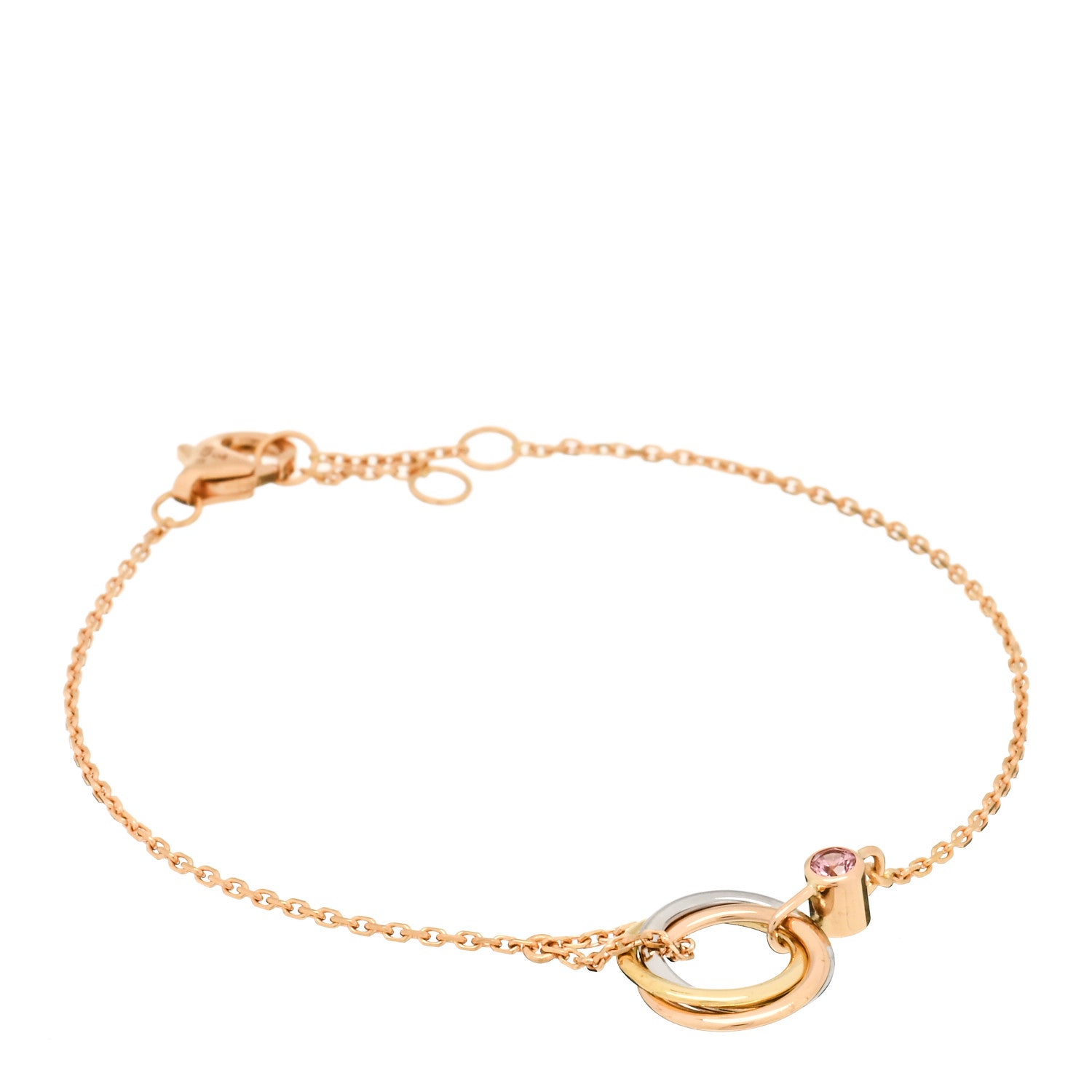 Cartier 18K Pink Yellow White Gold Pink Sapphire Trinity Bracelet 1 of 3