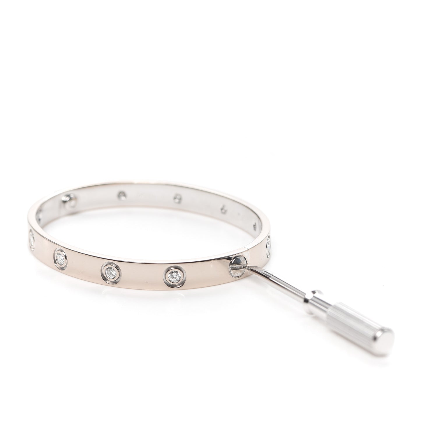 18K White Gold 10 Diamond LOVE Bracelet 16