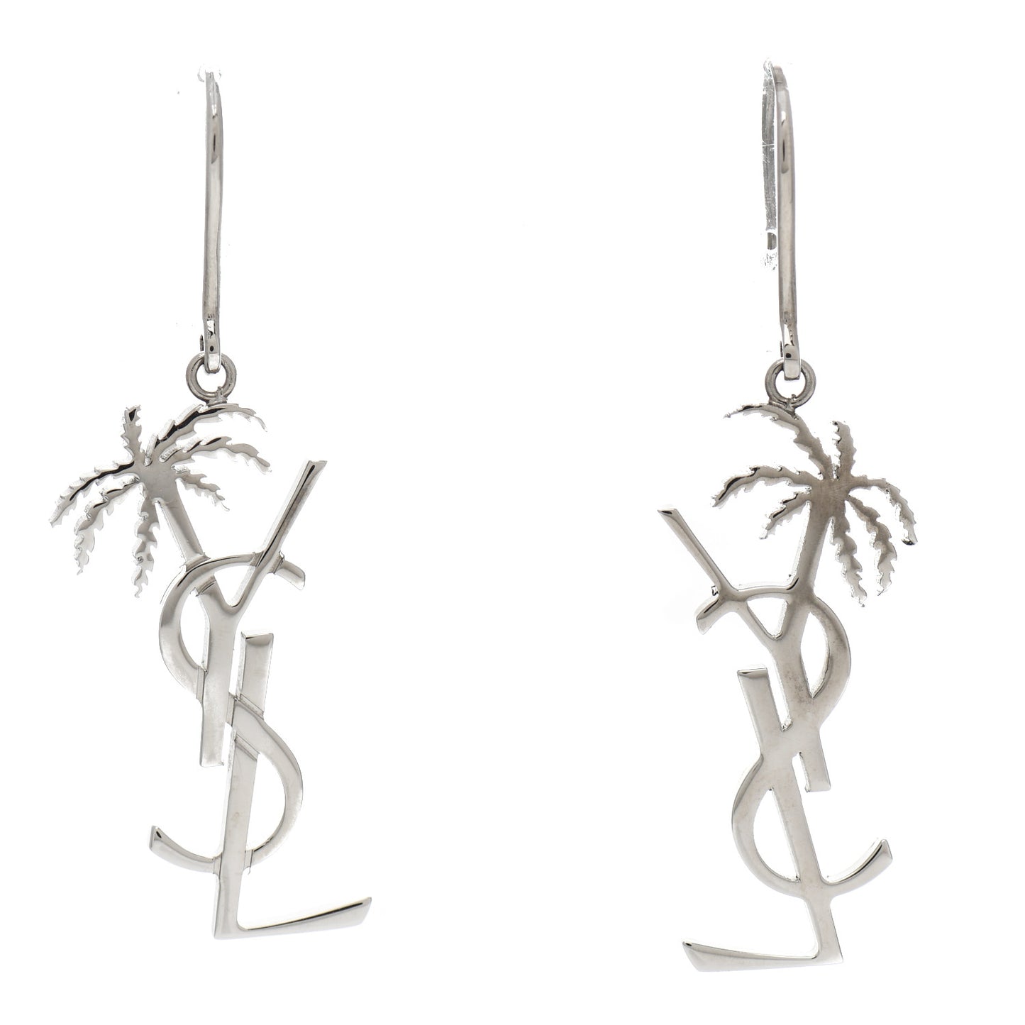 Metal Monogram Palm Earrings Silver