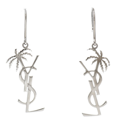 Saint Laurent Metal Monogram Palm Earrings Silver 1 of 4