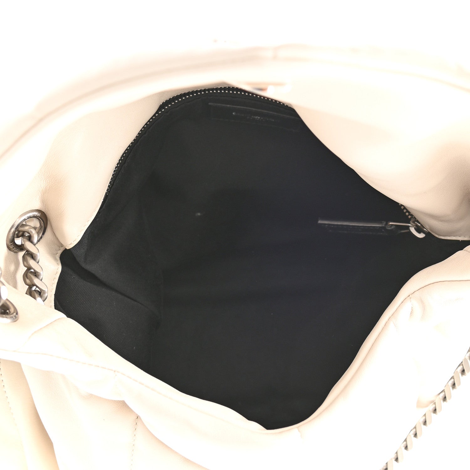 Saint Laurent Lambskin Quilted Medium Loulou Puffer Monogram Chain Satchel Crema Soft 5 of 9