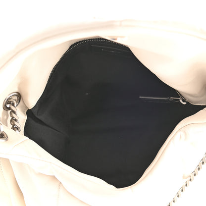 Saint Laurent Lambskin Quilted Medium Loulou Puffer Monogram Chain Satchel Crema Soft 5 of 9