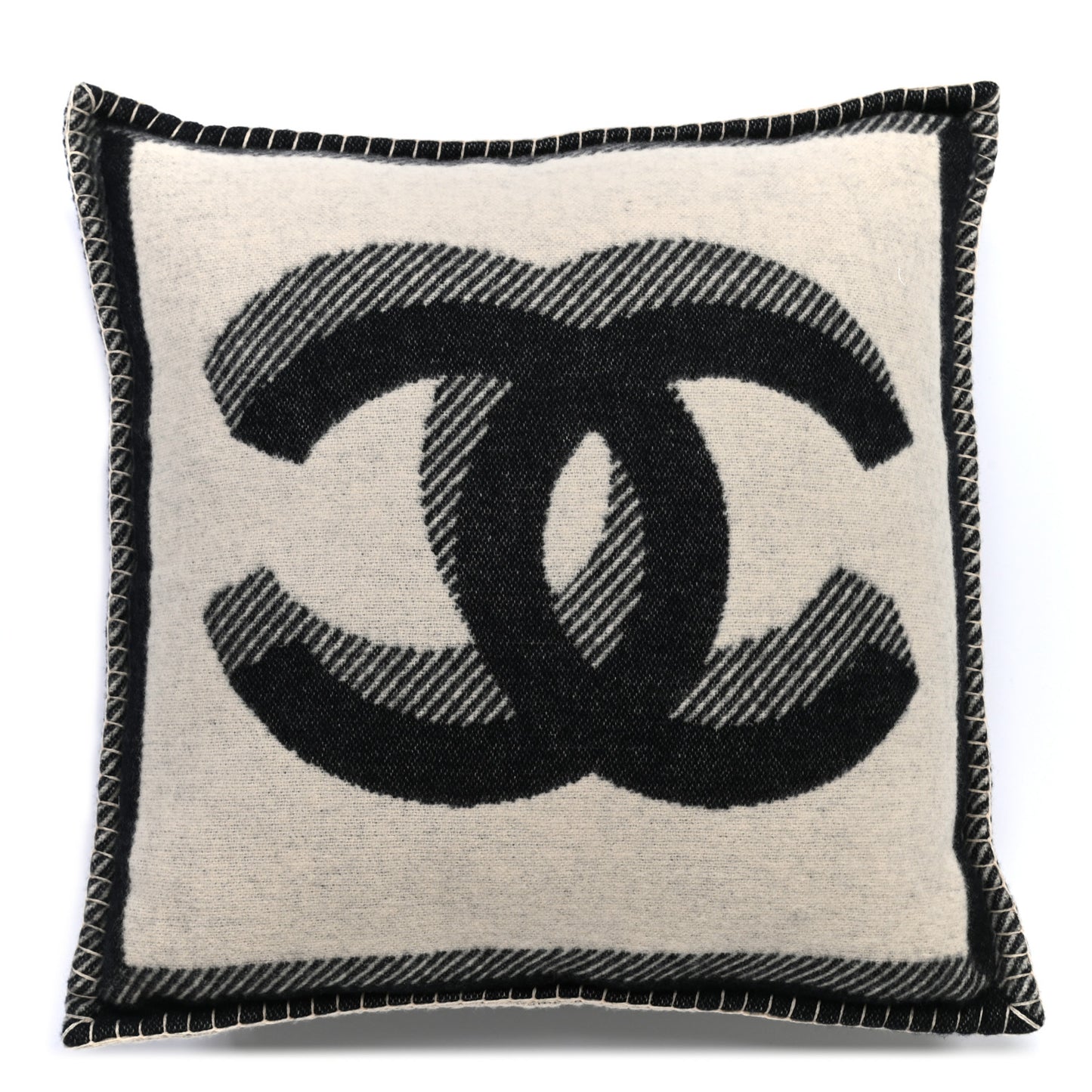 Merino Wool Cashmere CC Pillow Black Beige