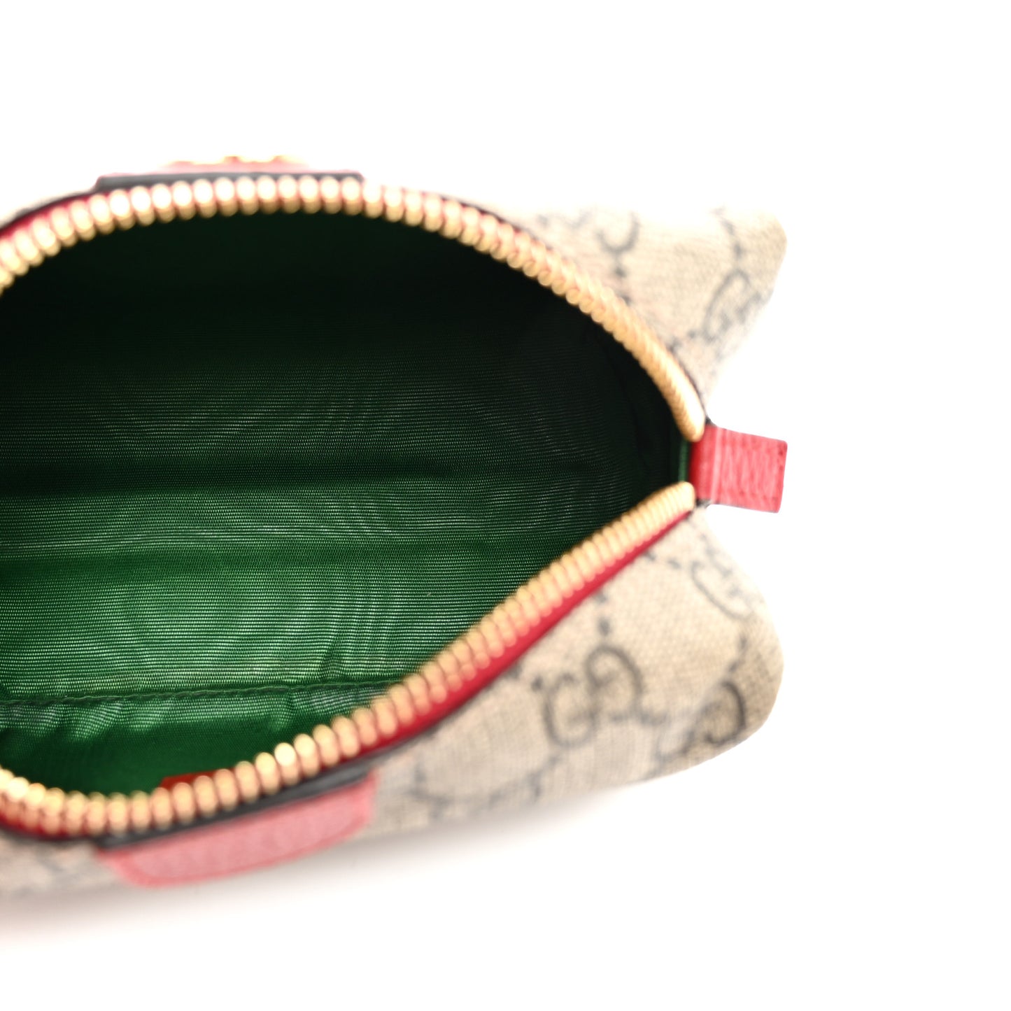 Soft GG Supreme Monogram Calfskin Small Ophidia Cosmetic Case Beige Ebony Hibiscus Red