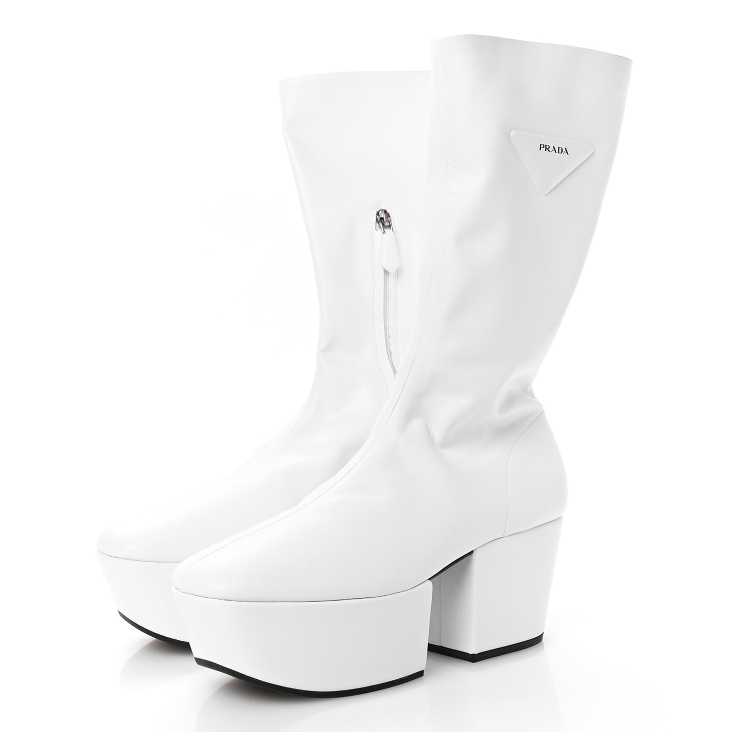 Nappa Tech Logo 70mm Platform Boots 38.5 White