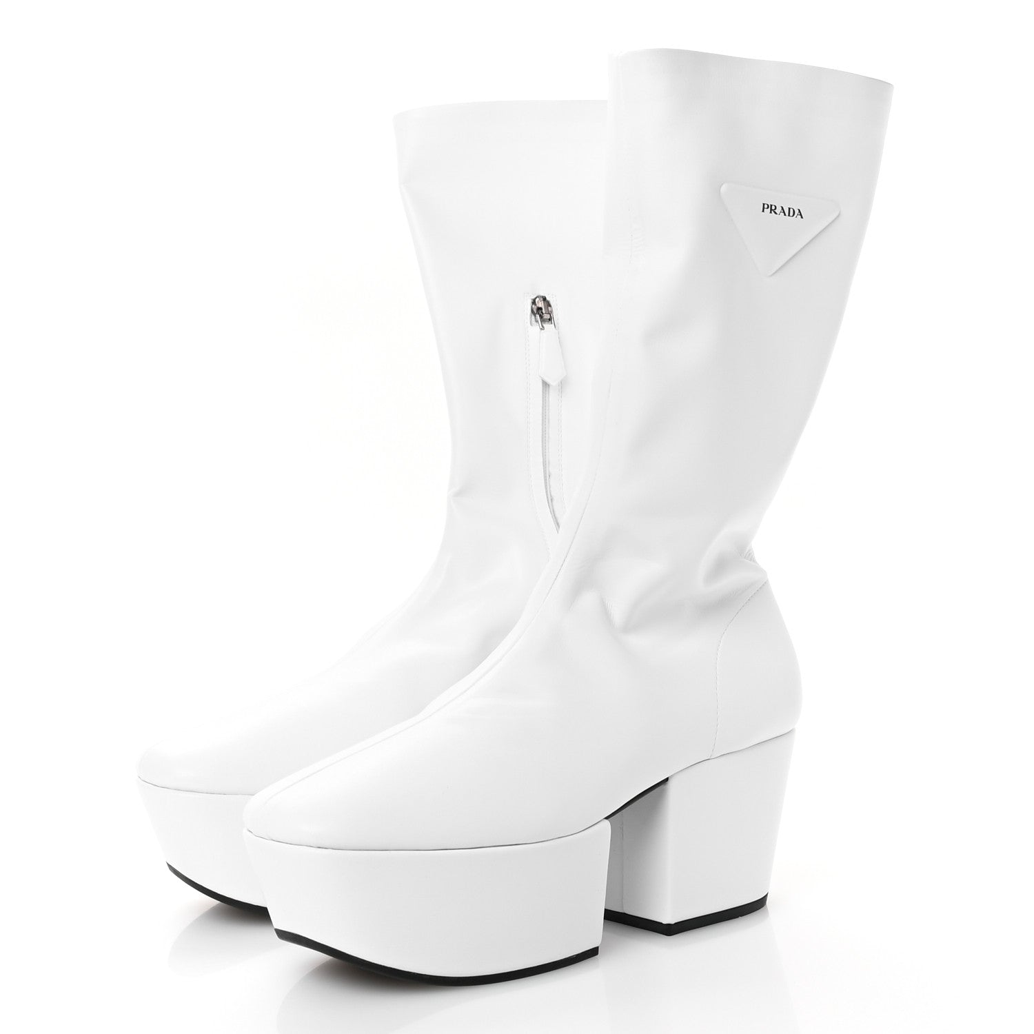 Prada Nappa Tech Logo 70mm Platform Boots 38.5 White 4 of 9