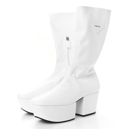 Prada Nappa Tech Logo 70mm Platform Boots 38.5 White 4 of 9