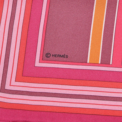 Hermes Silk Couvertures Nouvelles Pocket Square Fuchsia Vert Rose 4 of 5