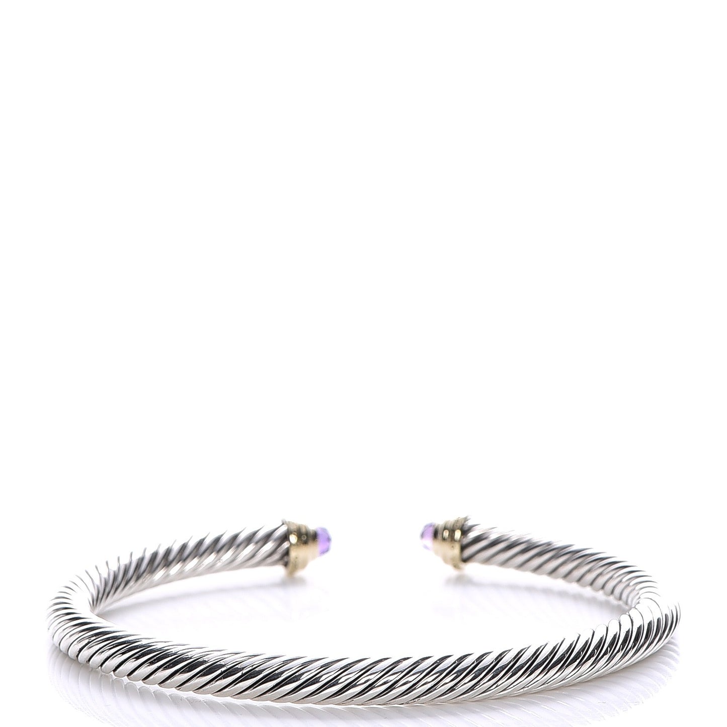 Sterling Silver 14K Yellow Gold Amethyst 5mm Cable Classics Petite Color Bracelet
