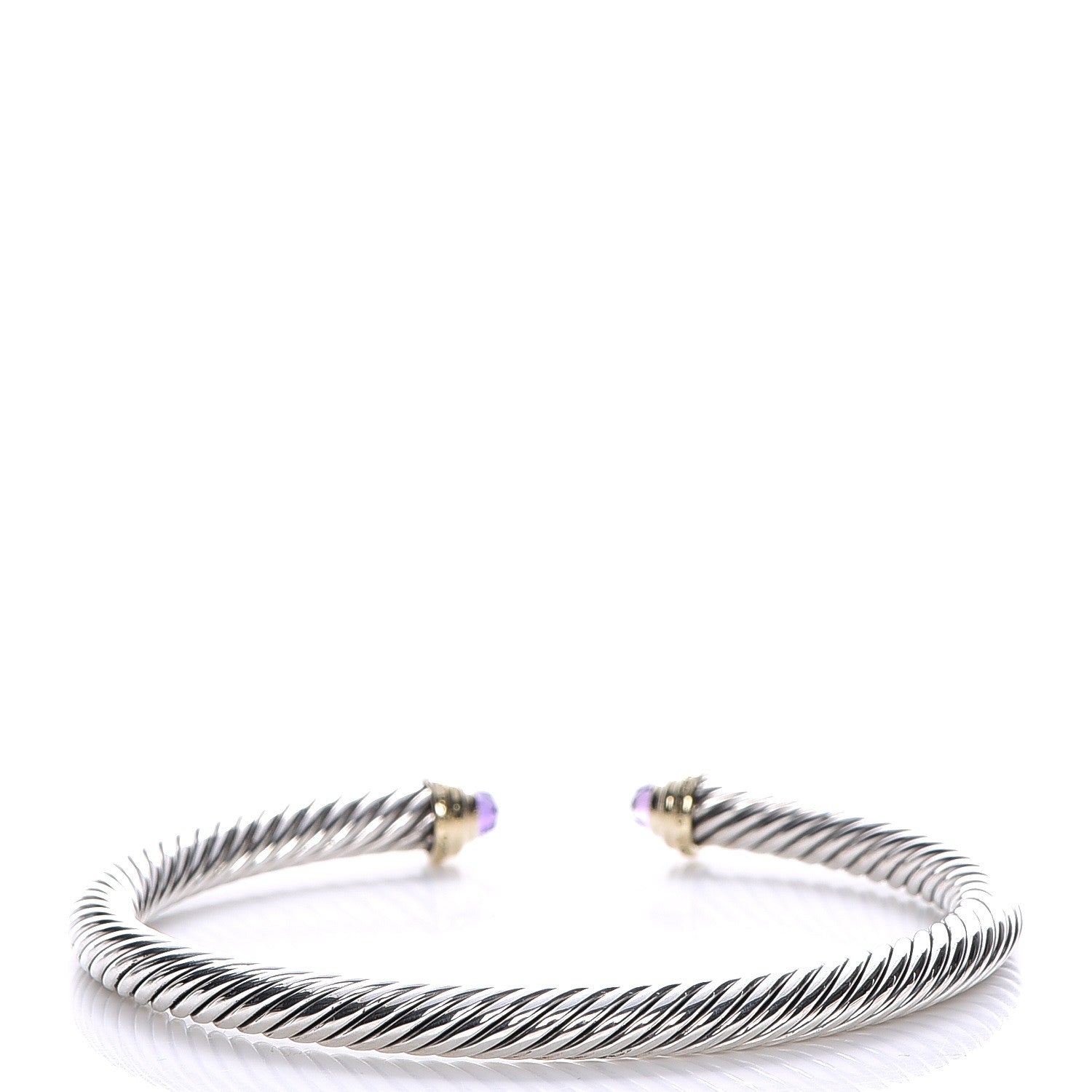 David Yurman Sterling Silver 14K Yellow Gold Amethyst 5mm Cable Classics Petite Color Bracelet 3 of 5