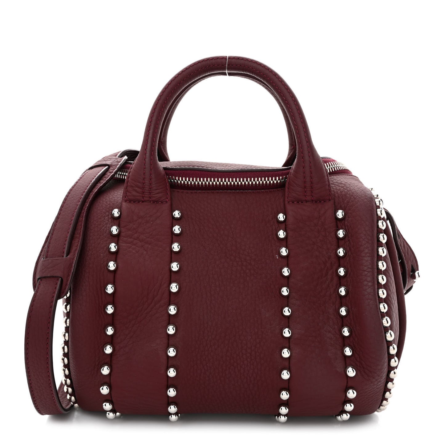 Calfskin Studded Mini Rockie Matte Beet Rodium Hardware