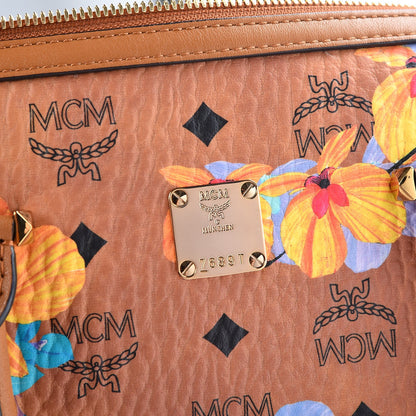 MCM Visetos Floral Print Boston Bag Cognac 8 of 10