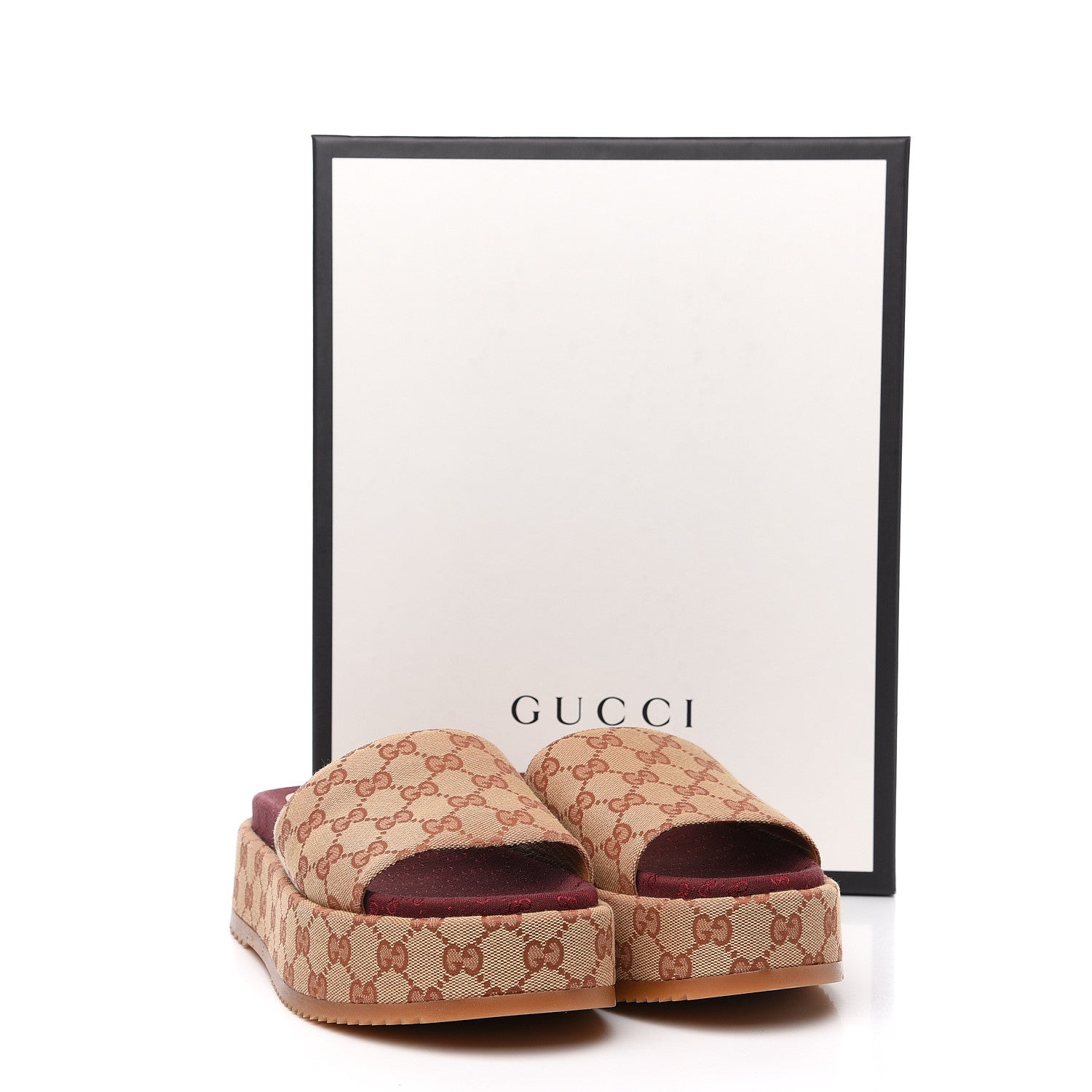 Gucci Canvas GG Monogram Angelina Platform Slide Sandals 41.5 Beige Ruggine 9 of 9
