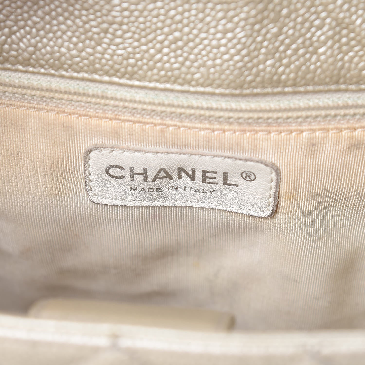 Chanel Metallic Caviar Quilted Petit Shopping Tote PST Pearl 6 of 34