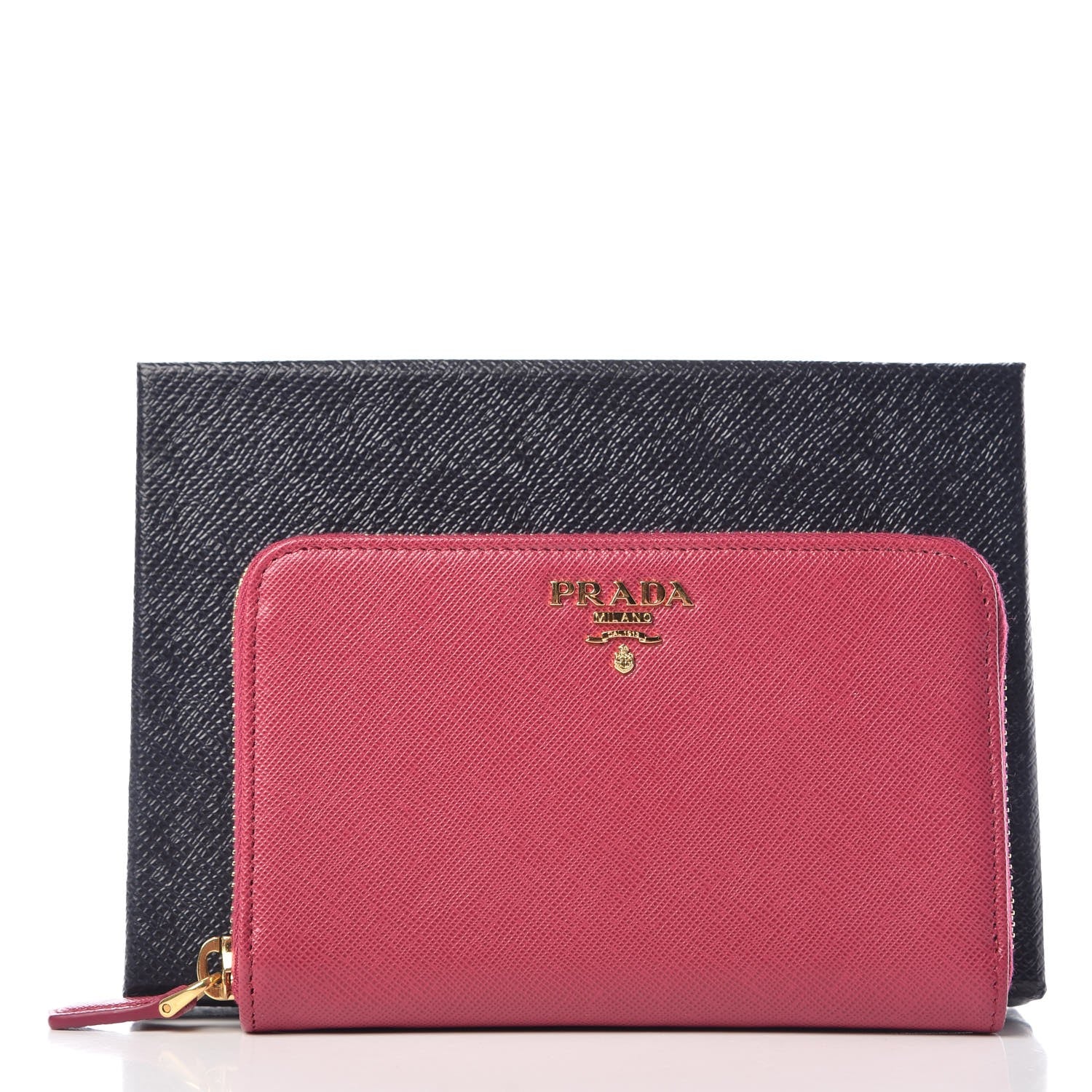 Prada Saffiano Metal Zip Around Wallet Ibisco 8 of 8