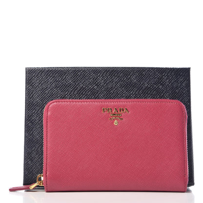 Prada Saffiano Metal Zip Around Wallet Ibisco 8 of 8
