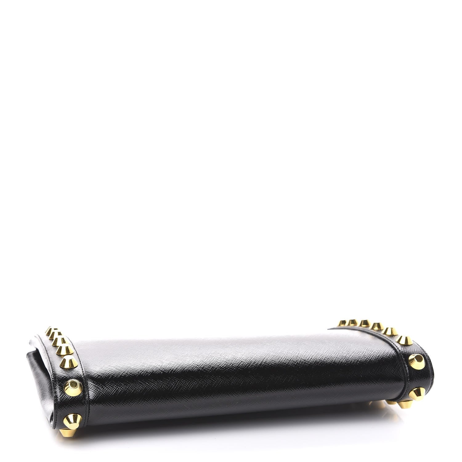 Prada Saffiano Vernice Studded Clutch Black 4 of 9