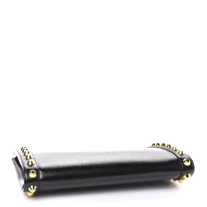 Prada Saffiano Vernice Studded Clutch Black 4 of 9