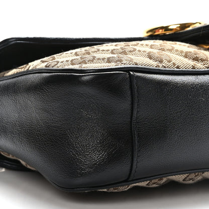 Gucci Monogram Matelasse Diagonal Small GG Marmont Shoulder Bag Beige Black 9 of 9