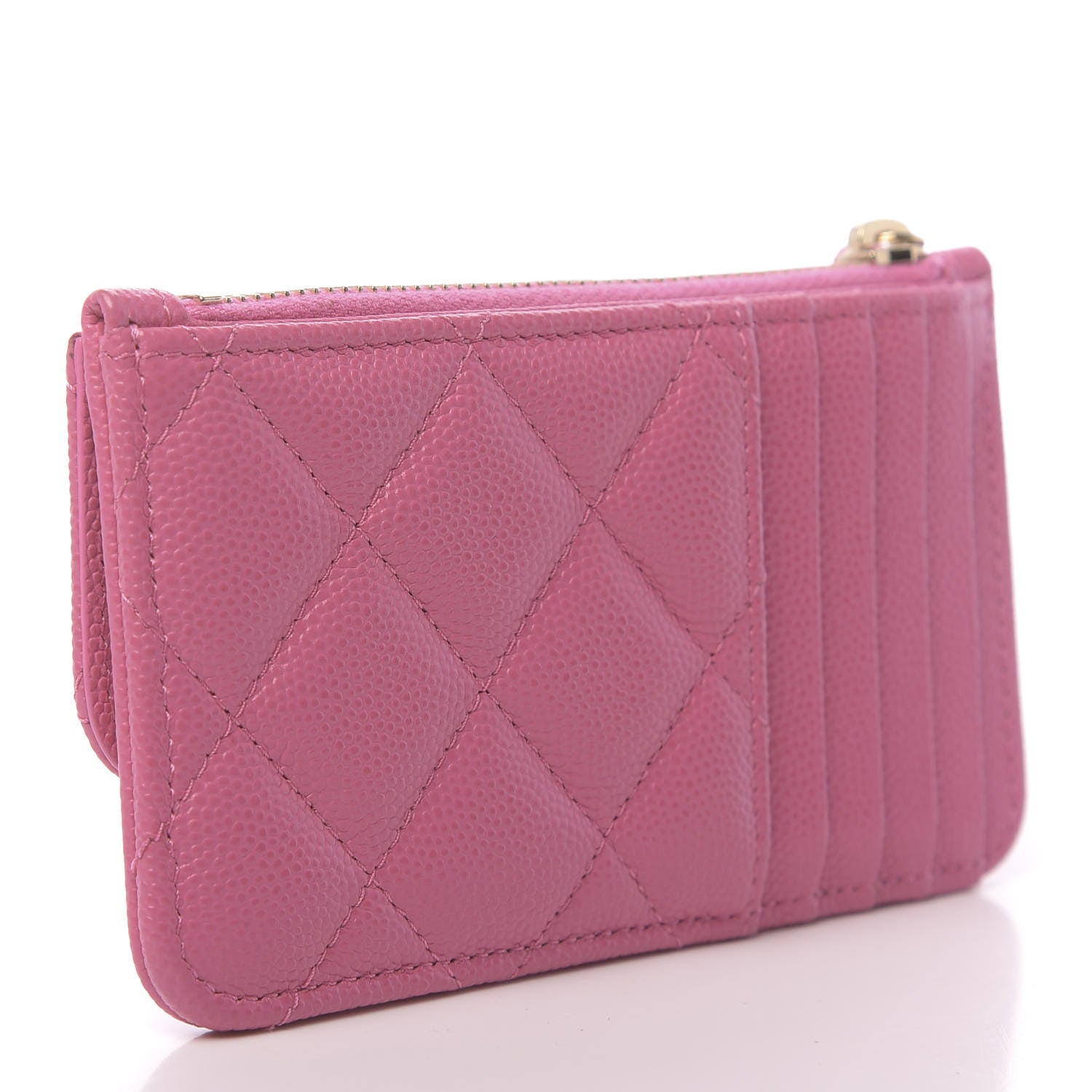 Chanel Caviar Quilted Flap Zip Card Holder Pink 3 of 8