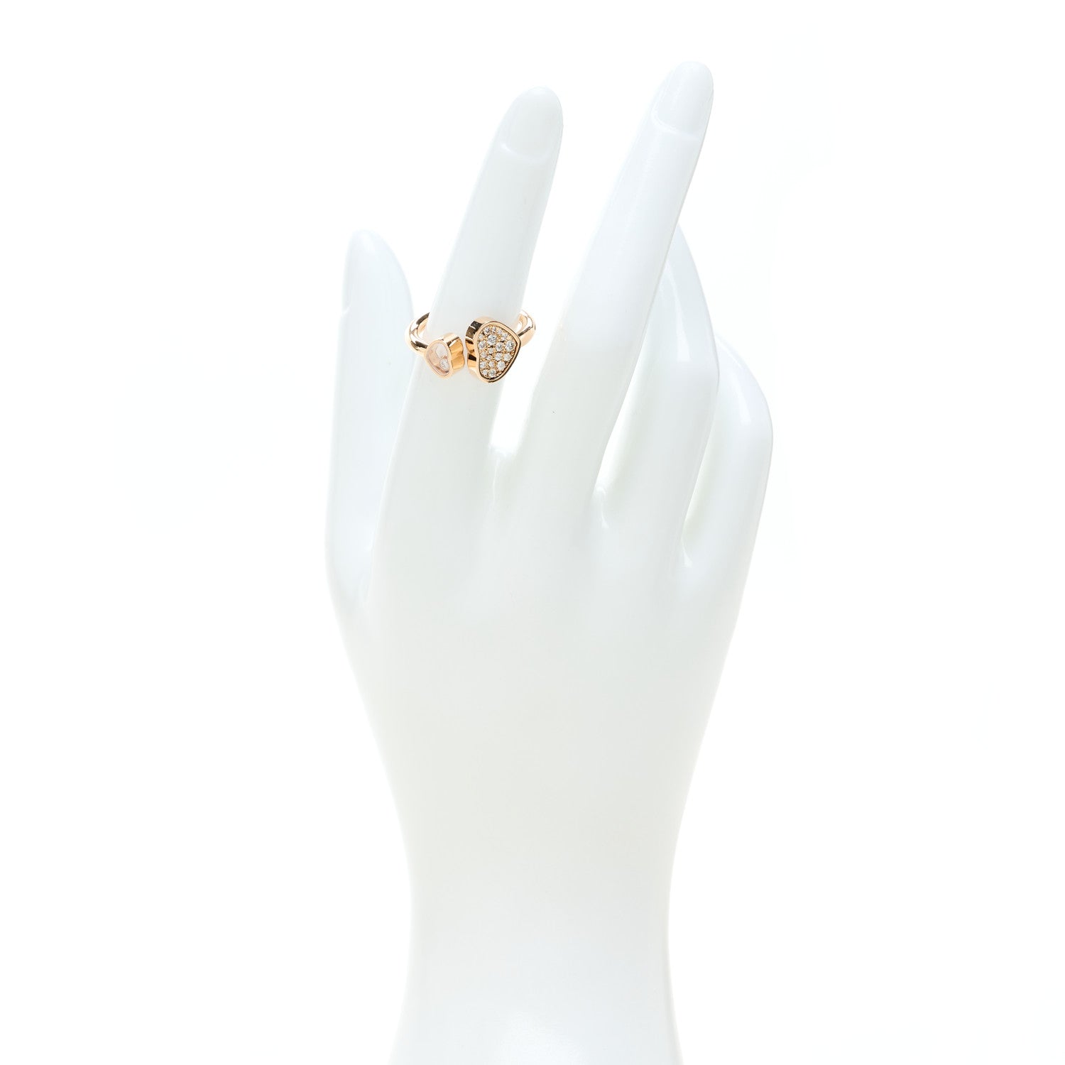 Chopard 18K Rose Gold Diamond Happy Hearts Ring 51 5.75 2 of 6