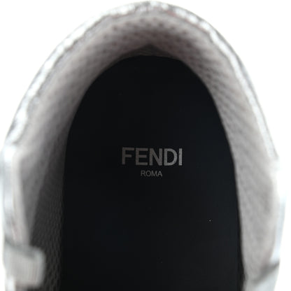 Fendi Metallic Nappa Macro FF Embossed High Top Sneakers 39 Silver 7 of 9
