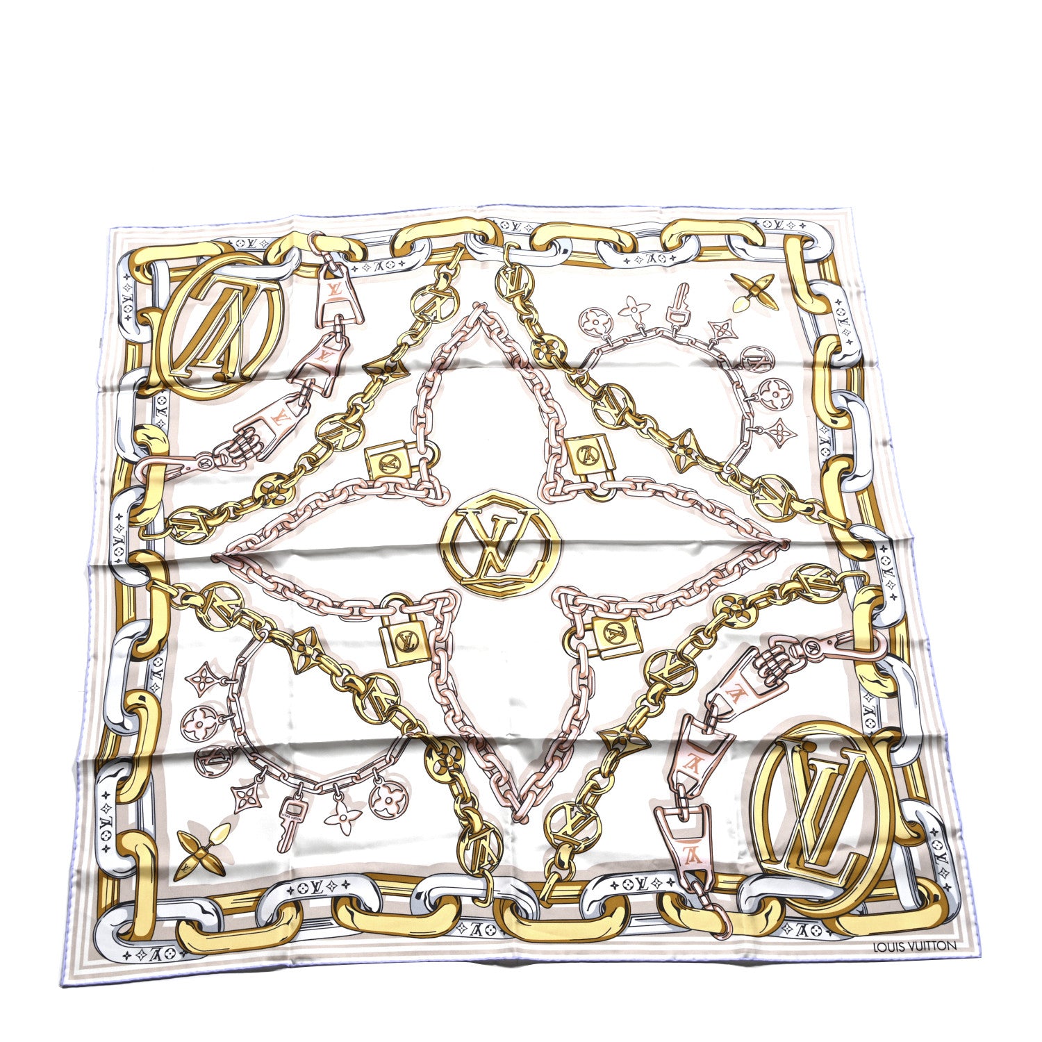 Louis Vuitton Silk Bejeweled Square Scarf 90 Beige 1 of 4