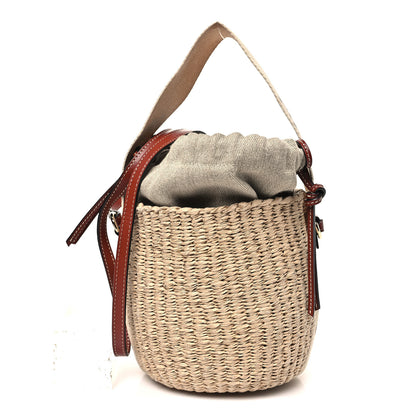 Chloe X MIFUKO Raffia Calfskin Small Woody Basket Shoulder Bag Beige Brown 1 of 9