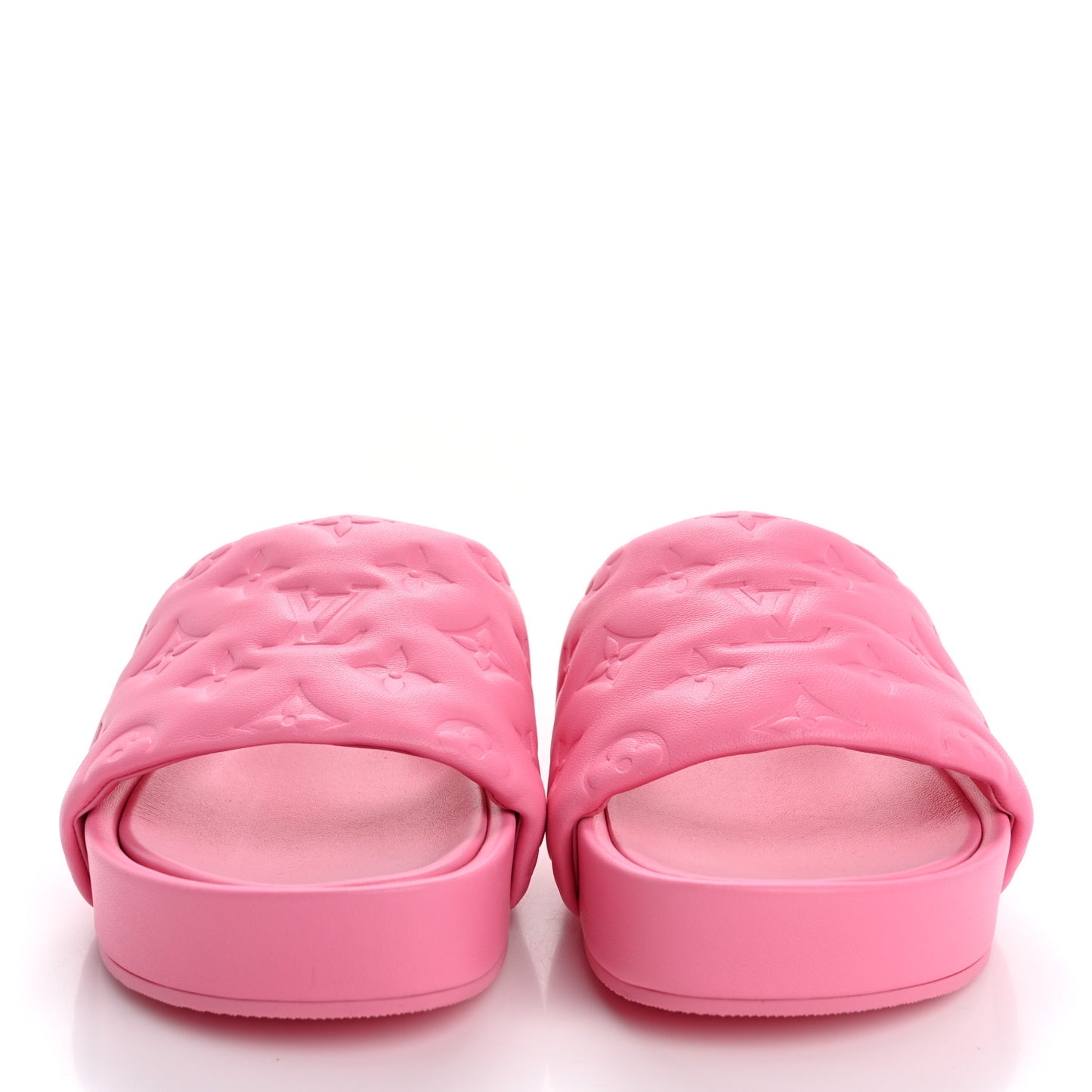 Lambskin Embossed Monogram Jumbo Flatform Mule Sandals 38 Rose Pop