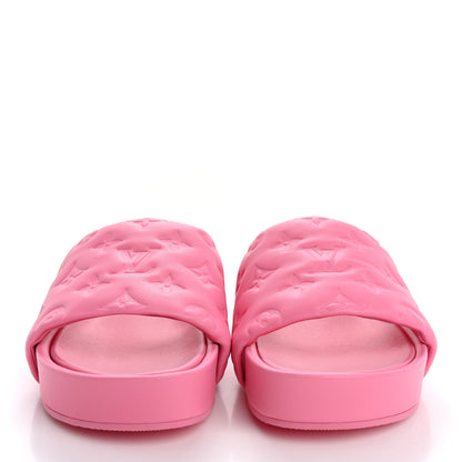 Louis Vuitton Lambskin Embossed Monogram Jumbo Flatform Mule Sandals 38 Rose Pop 3 of 10