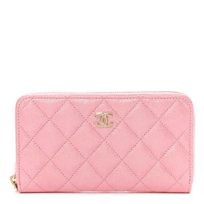 Chanel Iridescent Caviar Quilted Medium Zip Around Wallet Pink 1 of 9