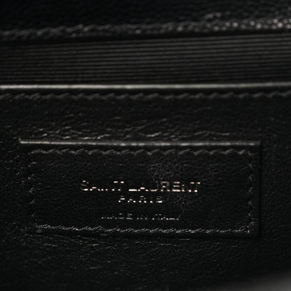 Saint Laurent Grain De Poudre Textured Mixed Matelasse Triquilt Medium Monogram Monochrome Satchel Black 6 of 15