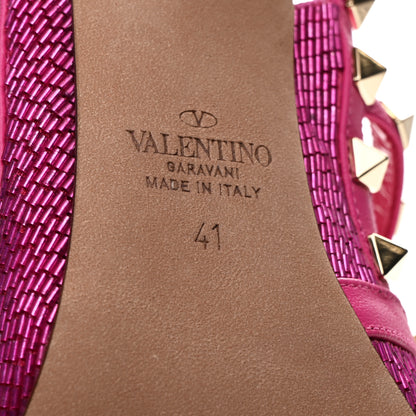 Valentino Garavani Nappa Beaded Embroidered Rockstud Ankle Strap 100mm Pumps 41 Pink 7 of 10