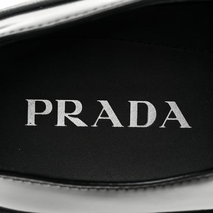 Prada Spazzolato Mens Lace Up 45mm Derby Loafers 8 Black 7 of 10