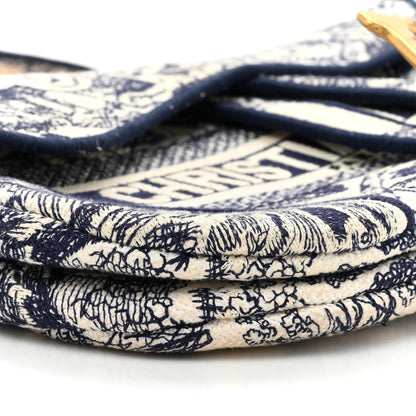 Christian Dior Canvas Embroidered Toile de Jouy Saddle Bag Blue 9 of 12