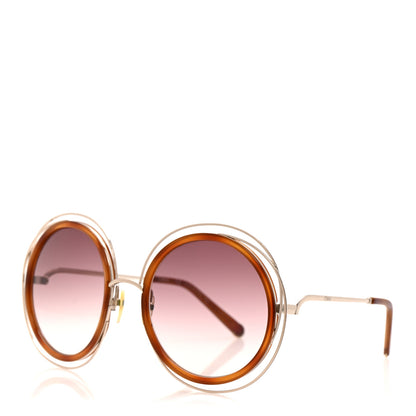 Chloe Metal Acetate Oversized Round Carlina Sunglasses CE120S Gold Blonde Havana 1 of 6