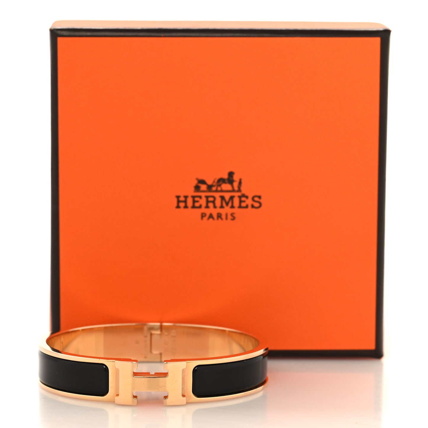 Enamel Narrow Clic Clac H Bracelet PM Black