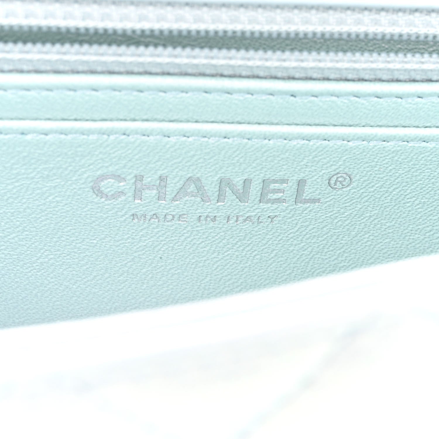 Chanel Iridescent Calfskin Quilted Mini Rectangular Flap Light Blue 6 of 11