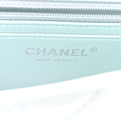 Chanel Iridescent Calfskin Quilted Mini Rectangular Flap Light Blue 6 of 11