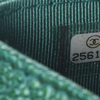 Chanel Metallic Caviar Quilted Card Holder Green 8 of 9
